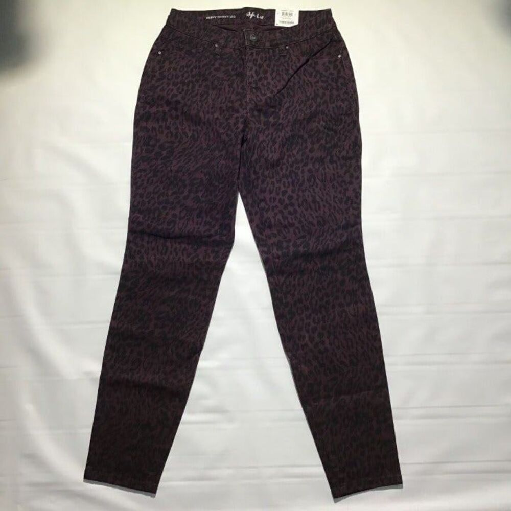Womens Style and Co Animal Print Skinny Mid Rise Sz 2 NEW